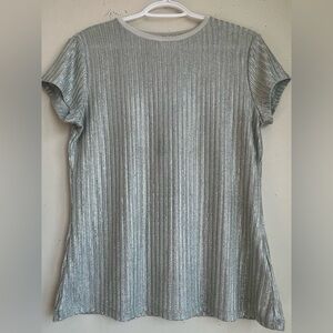 Ted Baker Silver Ribbed Cap Sleeve Blouse